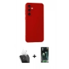 MARSİLYAN™- Galaxy S24 Plus Kılıf Ahenk Serisi - Siyah 360 Mat Full Body Arka Koruyucu + Kamera Lens Koruma Cam - SF