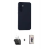 MARSİLYAN™- Galaxy S24 Plus Kılıf Ahenk Serisi - Siyah Bilvis 3D Cam Ekran Koruyucu + Kamera Lens Koruma Cam - SF