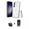 MARSİLYAN™- Galaxy S24 Plus Kılıf Ahenk Yansıma Prime - Siyah 360 Mat Full Body Arka Koruyucu + Kamera Lens Koruma Cam - SF