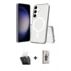 MARSİLYAN™- Galaxy S24 Plus Kılıf Ahenk Yansıma Prime - Siyah Bilvis 3D Cam Ekran Koruyucu + Şeffaf Kamera Lens Koruma Cam