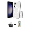 MARSİLYAN™- Galaxy S24 Plus Kılıf Ahenk Yansıma Prime - Siyah Polymer Nano Ekran Koruyucu + Kamera Lens Koruma Cam - SF