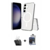 MARSİLYAN™- Galaxy S24 Plus Kılıf Ahenk Yansıma Prime - Siyah Vanessa Magic Cam + Kamera Lens Koruma Cam - SF