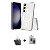 MARSİLYAN™- Galaxy S24 Plus Kılıf Ahenk Yansıma Prime - Siyah Vanessa Magic Hayalet Cam + Kamera Lens Koruma Cam - SF