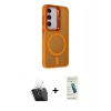 MARSİLYAN™- Galaxy S24 Plus Kılıf Akış Form - Şeffaf Pasifik Cam Ekran Koruyucu + Kamera Lens Koruma Cam - SF