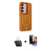 MARSİLYAN™- Galaxy S24 Plus Kılıf Akış Form - Siyah 3D Antistatik Mat Seramik Nano Ekran Koruyucu + Kamera Lens Koruma Cam - SF