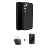 MARSİLYAN™- Galaxy S24 Plus Kılıf Kozmos Yansıma Özel Seri - Siyah 3D Antistatik Hayalet Cam Ekran Koruyucu + Kamera Lens Koruma Cam - SF