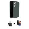 MARSİLYAN™- Galaxy S24 Plus Kılıf Kozmos Yansıma Özel Seri - Siyah 3D Antistatik Mat Seramik Nano Ekran Koruyucu + Kamera Lens Koruma Cam - SF