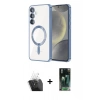 MARSİLYAN™- Galaxy S24 Plus Kılıf Nova Işık Özel Seri - Siyah 360 Mat Full Body Arka Koruyucu + Kamera Lens Koruma Cam - SF