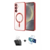 MARSİLYAN™- Galaxy S24 Plus Kılıf Nova Işık Özel Seri - Siyah 3D Antistatik Cam Ekran Koruyucu + Şeffaf Kamera Lens Koruma Cam