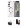 MARSİLYAN™- Galaxy S24 Plus Kılıf Nova Işık Özel Seri - Siyah 3D Antistatik Mat Seramik Nano Ekran Koruyucu + Kamera Lens Koruma Cam - SF