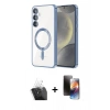 MARSİLYAN™- Galaxy S24 Plus Kılıf Nova Işık Özel Seri - Siyah 3D Antistatik Mat Seramik Nano Ekran Koruyucu + Kamera Lens Koruma Cam - SF