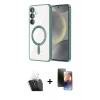MARSİLYAN™- Galaxy S24 Plus Kılıf Nova Işık Özel Seri - Siyah 3D Antistatik Mat Seramik Nano Ekran Koruyucu + Kamera Lens Koruma Cam - SF