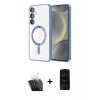 MARSİLYAN™- Galaxy S24 Plus Kılıf Nova Işık Özel Seri - Siyah 6D Antistatik Mat Seramik Hayalet Nano Ekran Koruyucu + Kamera Lens Koruma Cam - SF