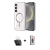 MARSİLYAN™- Galaxy S24 Plus Kılıf Nova Işık Özel Seri - Siyah Bilvis 3D Cam Ekran Koruyucu + Kamera Lens Koruma Cam - SF
