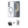 MARSİLYAN™- Galaxy S24 Plus Kılıf Nova Işık Özel Seri - Siyah Bilvis 3D Cam Ekran Koruyucu + Kamera Lens Koruma Cam - SF