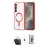 MARSİLYAN™- Galaxy S24 Plus Kılıf Nova Işık Özel Seri - Siyah Bilvis 3D Cam Ekran Koruyucu + Kamera Lens Koruma Cam - SF