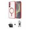 MARSİLYAN™- Galaxy S24 Plus Kılıf Nova Işık Özel Seri - Siyah Bilvis Hayalet Cam Ekran Koruyucu + Kamera Lens Koruma Cam - SF
