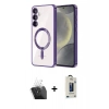 MARSİLYAN™- Galaxy S24 Plus Kılıf Nova Işık Özel Seri - Siyah Bilvis Hayalet Cam Ekran Koruyucu + Kamera Lens Koruma Cam - SF
