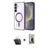 MARSİLYAN™- Galaxy S24 Plus Kılıf Nova Işık Özel Seri - Siyah Bilvis Hayalet Cam Ekran Koruyucu + Kamera Lens Koruma Cam - SF