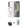 MARSİLYAN™- Galaxy S24 Plus Kılıf Nova Işık Özel Seri - Siyah Polymer Nano Ekran Koruyucu + Şeffaf Kamera Lens Koruma Cam