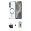 MARSİLYAN™- Galaxy S24 Plus Kılıf Nova Işık Özel Seri - Siyah Polymer Nano Ekran Koruyucu + Şeffaf Kamera Lens Koruma Cam