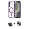 MARSİLYAN™- Galaxy S24 Plus Kılıf Nova Işık Özel Seri - Siyah Vanessa Magic Hayalet Cam + Kamera Lens Koruma Cam - SF
