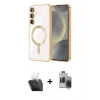 MARSİLYAN™- Galaxy S24 Plus Kılıf Nova Işık Özel Seri - Siyah Vanessa Magic Hayalet Cam + Kamera Lens Koruma Cam - SF