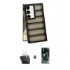 MARSİLYAN™- Galaxy S24 Plus Kılıf Yadigar Doku Özel Seri - Şeffaf 360 Full Body Arka Koruyucu + Şeffaf Kamera Lens Koruma Cam