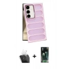 MARSİLYAN™- Galaxy S24 Plus Kılıf Yadigar Doku Özel Seri - Siyah 360 Mat Full Body Arka Koruyucu + Kamera Lens Koruma Cam - SF
