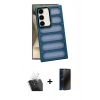 MARSİLYAN™- Galaxy S24 Plus Kılıf Yadigar Doku Özel Seri - Siyah 3D Antistatik Hayalet Cam Ekran Koruyucu + Kamera Lens Koruma Cam - SF