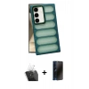 MARSİLYAN™- Galaxy S24 Plus Kılıf Yadigar Doku Özel Seri - Siyah 3D Antistatik Hayalet Cam Ekran Koruyucu + Kamera Lens Koruma Cam - SF