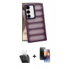 MARSİLYAN™- Galaxy S24 Plus Kılıf Yadigar Doku Özel Seri - Siyah 3D Antistatik Mat Seramik Nano Ekran Koruyucu + Kamera Lens Koruma Cam - SF