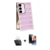 MARSİLYAN™- Galaxy S24 Plus Kılıf Yadigar Doku Özel Seri - Siyah 3D Antistatik Mat Seramik Nano Ekran Koruyucu + Kamera Lens Koruma Cam - SF