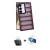 MARSİLYAN™- Galaxy S24 Plus Kılıf Yadigar Doku Özel Seri - Siyah 3D Antistatik Seramik Nano Ekran Koruyucu + Şeffaf Kamera Lens Koruma Cam