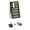 MARSİLYAN™- Galaxy S24 Plus Kılıf Yadigar Doku Özel Seri - Siyah 3D Antistatik Seramik Nano Ekran Koruyucu + Şeffaf Kamera Lens Koruma Cam