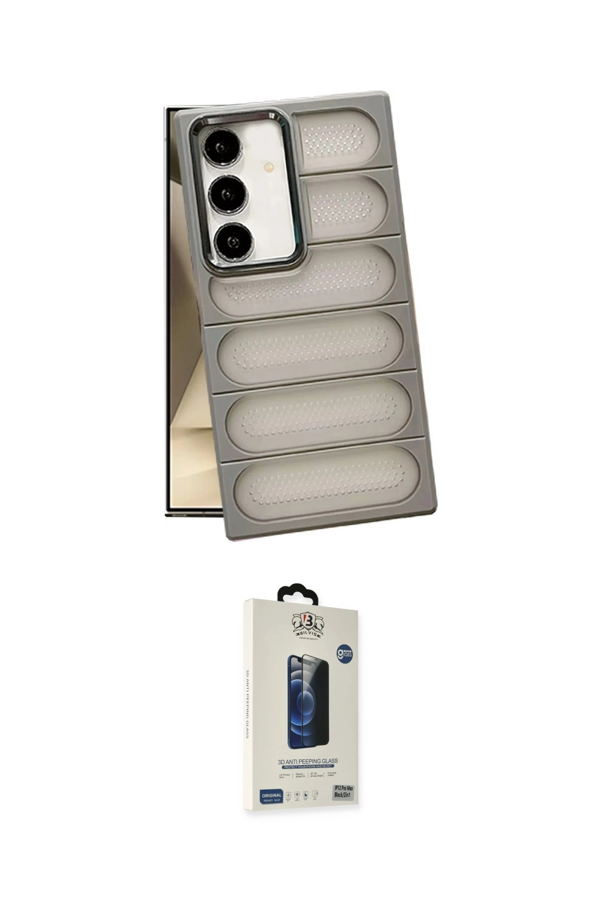 MARSİLYAN™- Galaxy S24 Plus Kılıf Yadigar Doku Özel Seri - Siyah Bilvis Hayalet Cam Ekran Koruyucu
