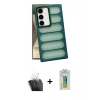 MARSİLYAN™- Galaxy S24 Plus Kılıf Yadigar Doku Özel Seri - Siyah Polymer Nano Ekran Koruyucu + Kamera Lens Koruma Cam - SF