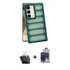 MARSİLYAN™- Galaxy S24 Plus Kılıf Yadigar Doku Özel Seri - Siyah Vanessa Magic Cam + Kamera Lens Koruma Cam - SF