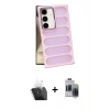 MARSİLYAN™- Galaxy S24 Plus Kılıf Yadigar Doku Özel Seri - Siyah Vanessa Magic Hayalet Cam + Kamera Lens Koruma Cam - SF