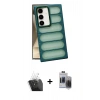 MARSİLYAN™- Galaxy S24 Plus Kılıf Yadigar Doku Özel Seri - Siyah Vanessa Magic Hayalet Cam + Kamera Lens Koruma Cam - SF