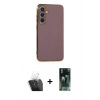 MARSİLYAN™- Galaxy S24 Plus Kılıf Yankı Serisi - Şeffaf 360 Full Body Arka Koruyucu + Kamera Lens Koruma Cam - SF