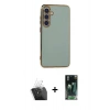 MARSİLYAN™- Galaxy S24 Plus Kılıf Yankı Serisi - Şeffaf 360 Full Body Arka Koruyucu + Kamera Lens Koruma Cam - SF
