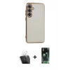 MARSİLYAN™- Galaxy S24 Plus Kılıf Yankı Serisi - Şeffaf 360 Full Body Arka Koruyucu + Kamera Lens Koruma Cam - SF