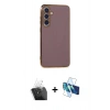 MARSİLYAN™- Galaxy S24 Plus Kılıf Yankı Serisi - Siyah 3D Antistatik Cam Ekran Koruyucu + Kamera Lens Koruma Cam - SF