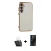 MARSİLYAN™- Galaxy S24 Plus Kılıf Yankı Serisi - Siyah 3D Antistatik Hayalet Cam Ekran Koruyucu + Kamera Lens Koruma Cam - SF