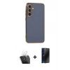 MARSİLYAN™- Galaxy S24 Plus Kılıf Yankı Serisi - Siyah 3D Antistatik Hayalet Cam Ekran Koruyucu + Kamera Lens Koruma Cam - SF