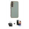 MARSİLYAN™- Galaxy S24 Plus Kılıf Yankı Serisi - Siyah 3D Antistatik Mat Seramik Nano Ekran Koruyucu + Kamera Lens Koruma Cam - SF