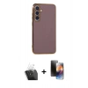 MARSİLYAN™- Galaxy S24 Plus Kılıf Yankı Serisi - Siyah 3D Antistatik Mat Seramik Nano Ekran Koruyucu + Kamera Lens Koruma Cam - SF