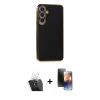 MARSİLYAN™- Galaxy S24 Plus Kılıf Yankı Serisi - Siyah 3D Antistatik Mat Seramik Nano Ekran Koruyucu + Kamera Lens Koruma Cam - SF