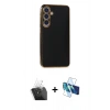 MARSİLYAN™- Galaxy S24 Plus Kılıf Yankı Serisi - Siyah 3D Antistatik Seramik Nano Ekran Koruyucu + Kamera Lens Koruma Cam - SF